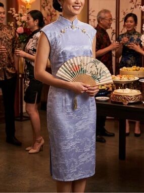 Light Blue Qipao Cheongsam Dress